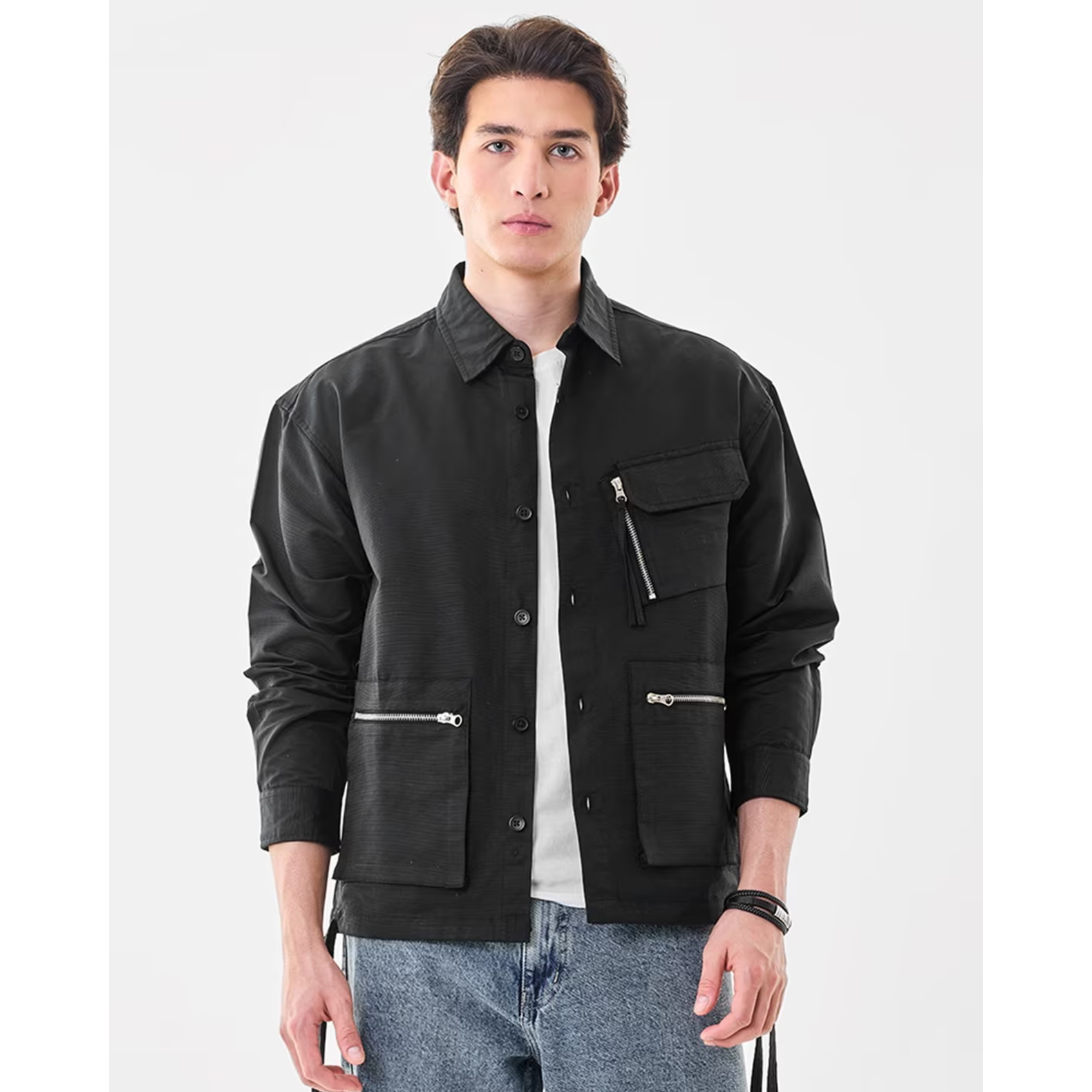 SNITCH Men Regular Fit Denim Jacket with Button Cl...